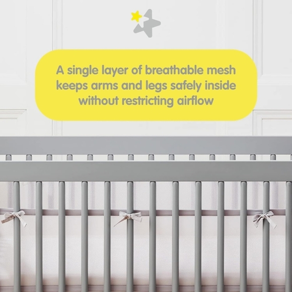 BreathableBaby Breathable Mesh Liner for Full-Size Cribs, Classic 3mm Mesh, Whit - Picture 4 of 6